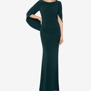 NEW  Long Jersey Ruched Drape Back Dress